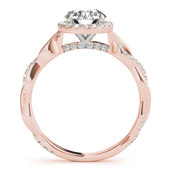 14kt Rose Gold Halo Twist Engagement Ring Setting Supply