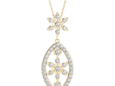 14kt Yellow Gold Diamond Flower Pendant (.40 ctw) Online Hot Sale