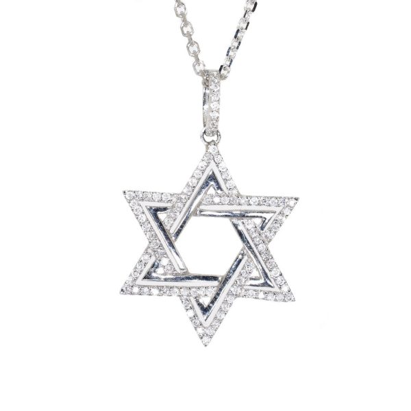 14kt White Gold Diamond Star of David Pendant (.38 ctw) Supply