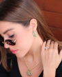 14k Gold Diamond Emerald Hanging Statement Earrings Online Hot Sale