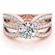 14kt Rose Gold Vintage-Inspired Triple Row Engagement Ring Setting on Sale