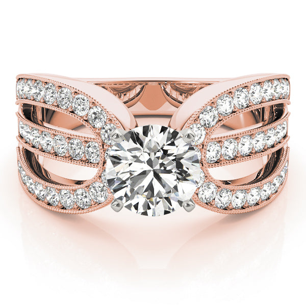 14kt Rose Gold Vintage-Inspired Triple Row Engagement Ring Setting on Sale