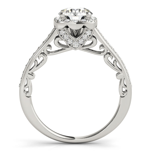 Platinum Vintage-Inspired Halo Engagement Ring Setting Supply