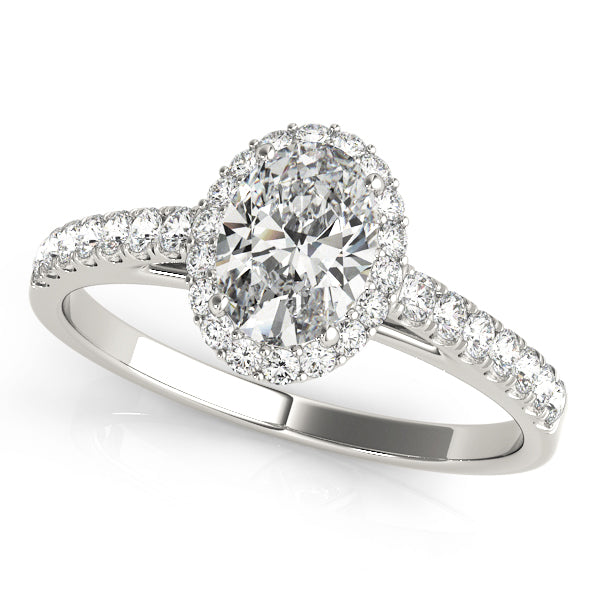 14kt White Gold Oval Halo Engagement Ring Setting Online Hot Sale