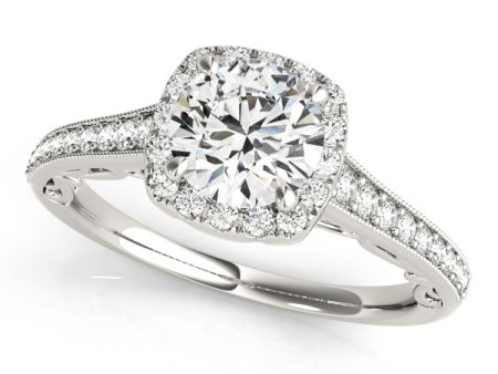 Platinum Vintage-Inspired Halo Engagement Ring Setting Supply