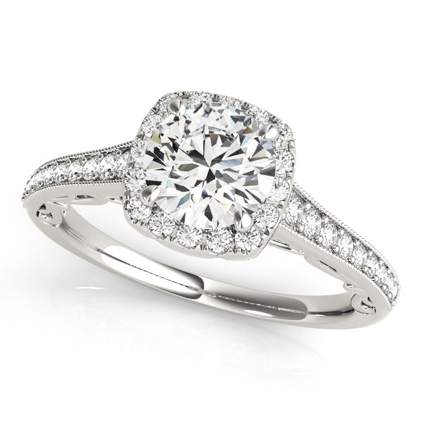 Platinum Vintage-Inspired Halo Engagement Ring Setting Supply