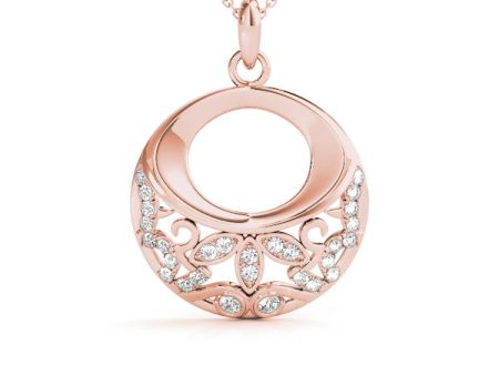 14kt Rose Gold Diamond Circle Pendant (1 4 ctw) For Discount