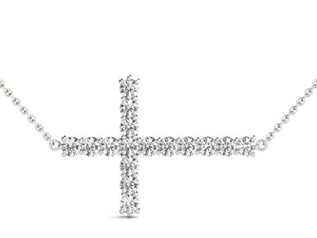 White Gold Diamond Side Cross Pendant (1 2 ctw) Online Hot Sale