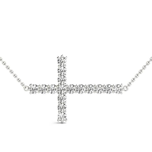 White Gold Diamond Side Cross Pendant (1 2 ctw) Online Hot Sale