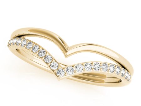 14kt Yellow Gold Double Row Diamond Chevron Band (.16 ctw) Hot on Sale