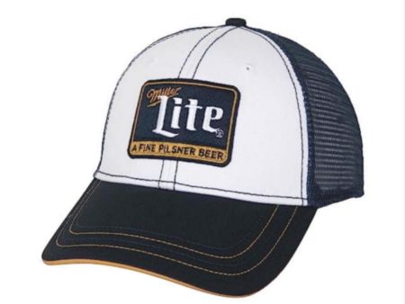 Miller Lite H3 Hat Mesh Back Navy & White Embroidered Adjustable Online Hot Sale