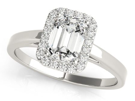 Platinum Emerald Cut Halo Engagement Ring Setting Sale