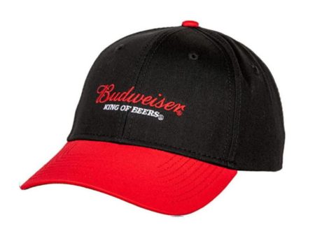 Budweiser King of Beers H3 Black & Red Adjustable Hat Ball Cap For Sale