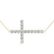 Yellow Gold Diamond Side Cross Pendant (1 2 ctw) Discount