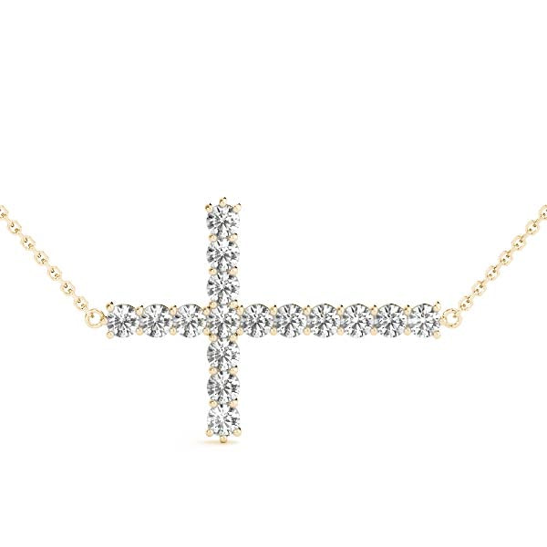 Yellow Gold Diamond Side Cross Pendant (1 2 ctw) Discount