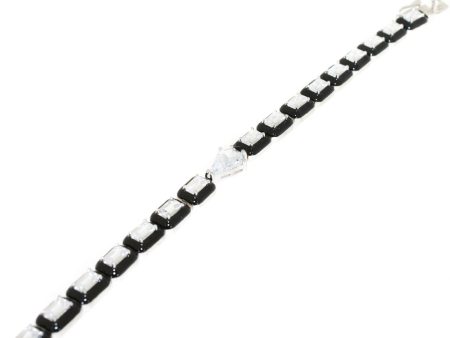 Sterling Silver Black Accented CZ Fashion Bracelet Discount