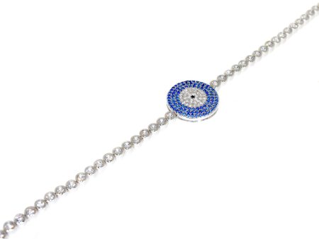 Sterling Silver Blue Evil Eye CZ Bracelet Sale