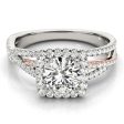 14kt White & Rose Gold Square Halo Engagement Ring Setting For Discount