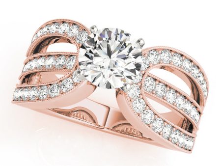 14kt Rose Gold Vintage-Inspired Triple Row Engagement Ring Setting on Sale