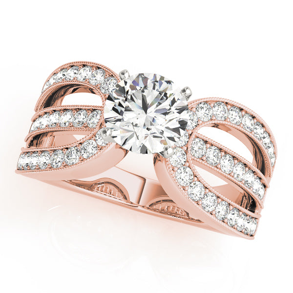 14kt Rose Gold Vintage-Inspired Triple Row Engagement Ring Setting on Sale