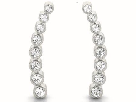 18kt White Gold Bezel-Set Diamond Ear Climbers (.33 ctw) For Discount