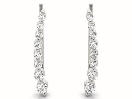 18kt White Gold Graduated Diamond Ear Climbers (.25 ctw) Online Hot Sale