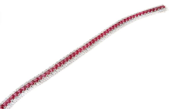 Sterling Silver Pink CZ Tennis Bracelet Sale