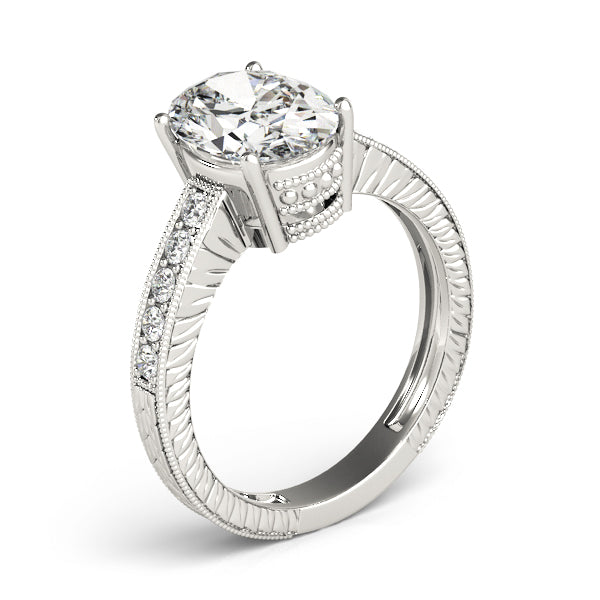 18kt White Gold Vintage-Inspired Engagement Ring Setting Online