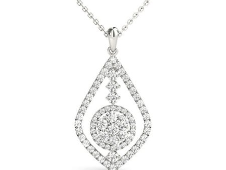 14kt White Gold Diamond Drop Fashion Pendant (5 8 ctw) Online Sale