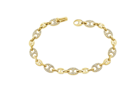 14k Gold Diamond Mariner Bracelet For Cheap