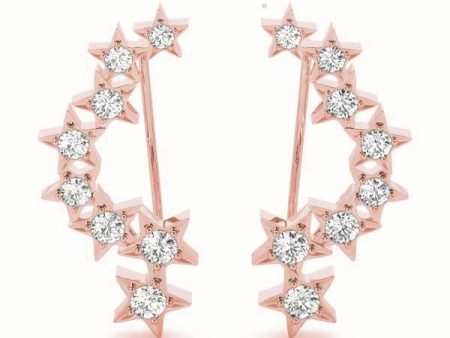 14kt Rose Gold Diamond Star Ear Climbers (.33 ctw) Online now