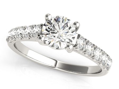 Platinum Single Row Round Diamond Engagement Ring Setting Hot on Sale