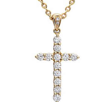 18kt Yellow Gold Diamond Cross Pendant (.71 ctw) Online