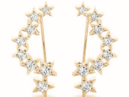 14kt Yellow Gold Diamond Star Ear Climbers (.33 ctw) Online