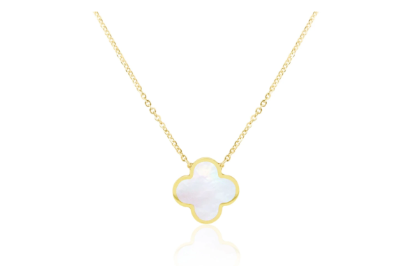 14k Gold Enamel Clover Necklace Cheap