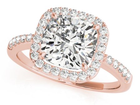 14kt Rose Gold Cushion Cut Halo Engagement Ring Setting Online