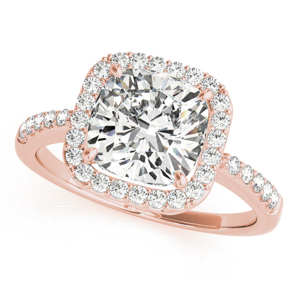 14kt Rose Gold Cushion Cut Halo Engagement Ring Setting Online