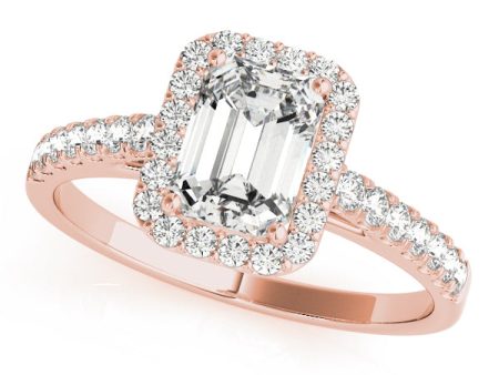 14kt Rose Gold Emerald Cut Halo Engagement Ring Setting Online Sale