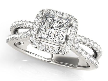 Platinum Princess Cut Halo Engagement Ring Setting Cheap