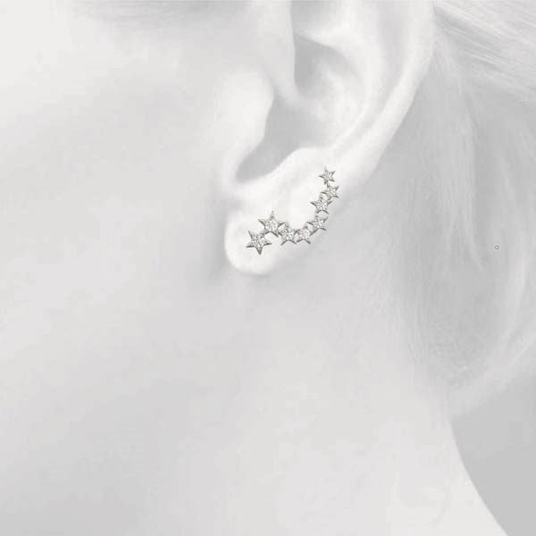 14kt White Gold Diamond Star Ear Climbers (.33 ctw) Online