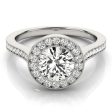 Platinum Bezel-Set Accented Halo Engagement Ring Setting on Sale