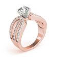 14kt Rose Gold Vintage-Inspired Triple Row Engagement Ring Setting on Sale