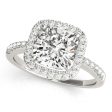 14kt White Gold Cushion Cut Halo Engagement Ring Setting Sale