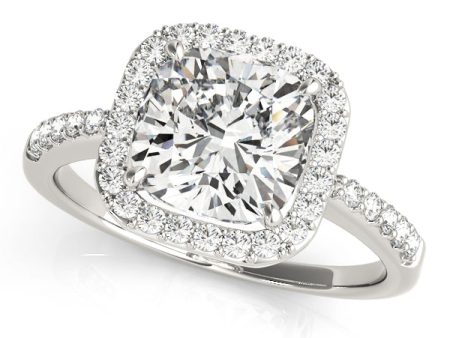 14kt White Gold Cushion Cut Halo Engagement Ring Setting Sale