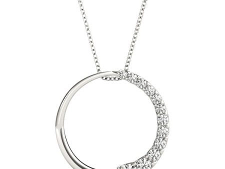 14kt White Gold Diamond Circle Pendant (1 ctw) For Sale