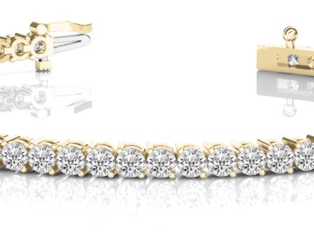 10 Carat Yellow Gold Diamond Tennis Bracelet For Sale