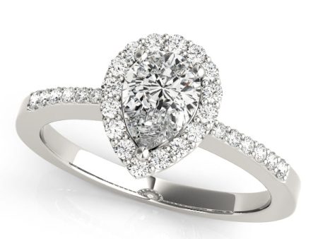 14kt White Gold Pear-Shaped Halo Engagement Ring Setting Hot on Sale