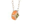 14kt Yellow Gold Peridot & Diamond Orange Enamel Pendant Online now